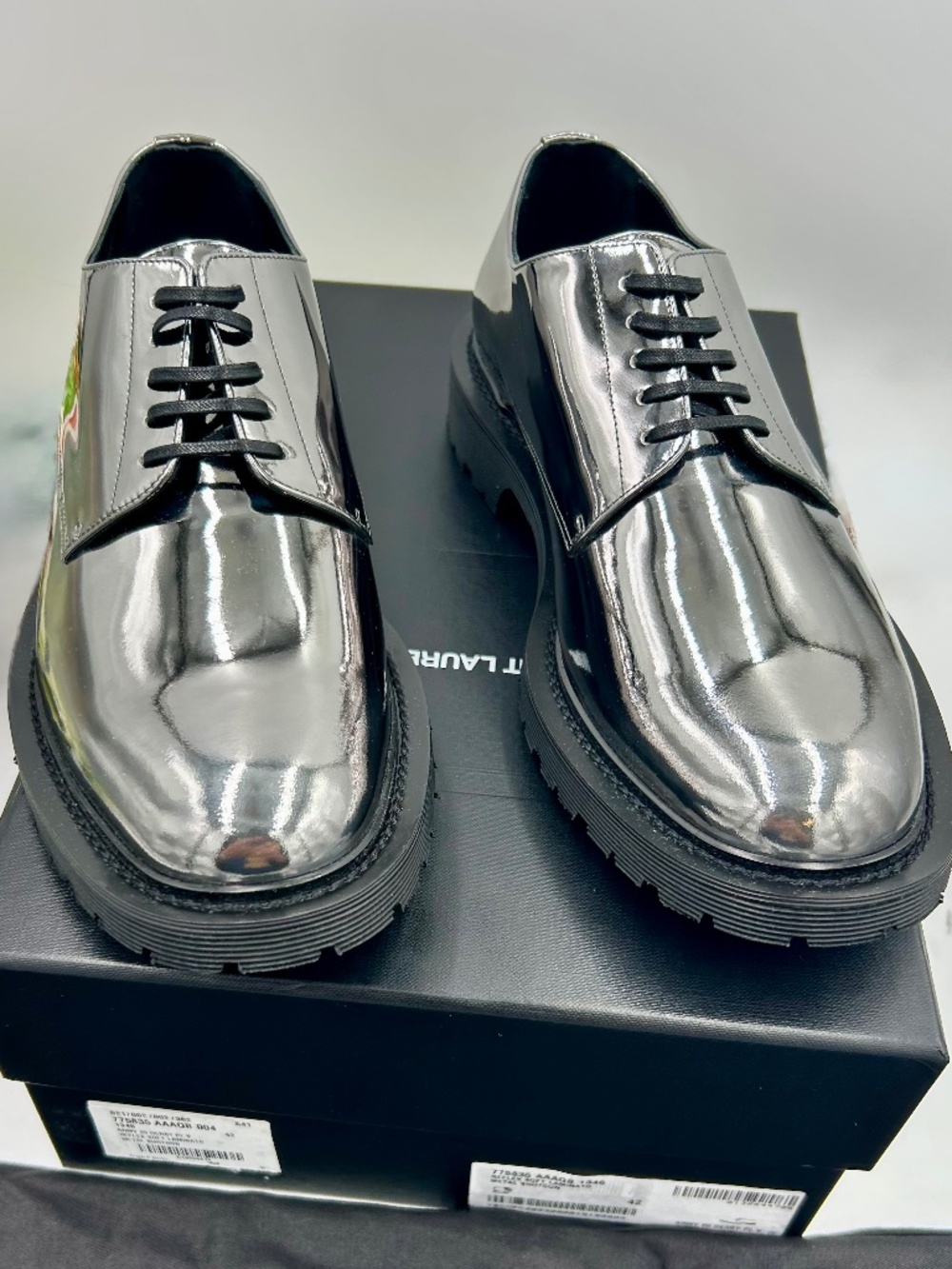 **************Men’s Saint Laurent Soft Laminator Army 20 Derby Shoes. Size 42/9